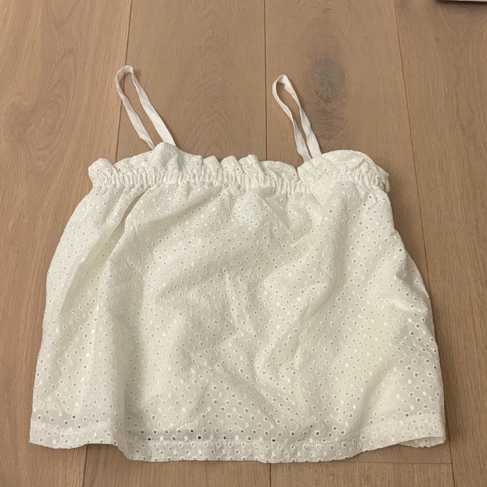 Zara White Eyelet Kids Top